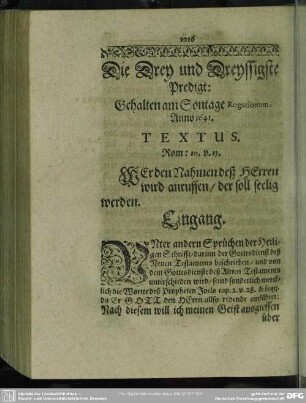 Die Drey und Dreyssigste Predigt: Gehalten am Sontage Rogationum Anno 1641