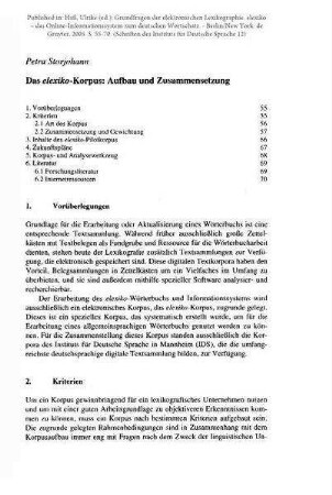 Das elexiko-Korpus: Aufbau und Zusammensetzung