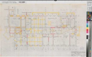 Recklinghausen (Recklinghausen) Staatliches Aufbaugymnasium Umbau des Altbaus Grundriß Kellergeschoß 1961 1 : 50 59,5 x 95 Pause Staatshochbauamt Recklinghausen Regierung Münster Nr. 34121