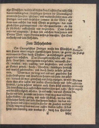 Zum Achtzehenden.