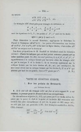NOTES DE GÉOMÉTRIE RÉCENTE.