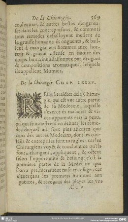 De la Chirurgie Chap. LXXXV.