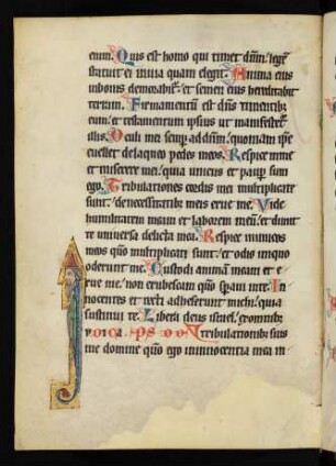 Historisierte Initiale J mit Fabelwesen auf Goldgrund