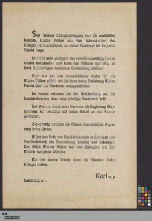 Seit Meiner Thronbesteigung war ich unablässig bemüht...