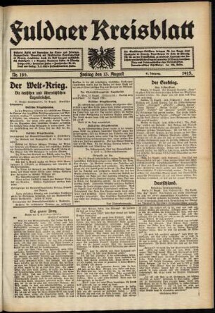 Ausgabe vom Freitag, den 13. August 1915.