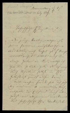 Brief von Ferdinand David an Louis Spohr