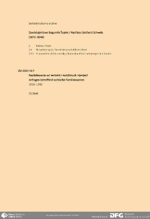 Anfragen betreffend sorbische Familiennamen
