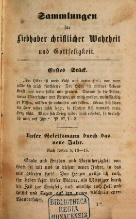 Sammlungen für Liebhaber christlicher Wahrheit und Gottseligkeit. 1866, 1866