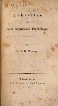 Lehrsätze zu einer empirischen Psychologie