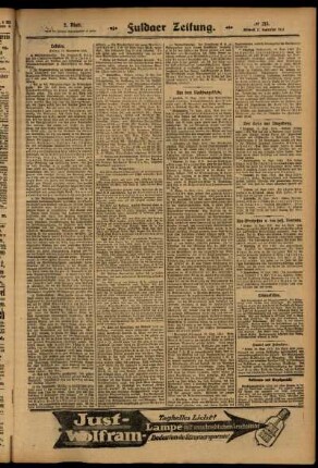 Zweite Ausgabe vom Mittwoch, den 17. September 1913.
