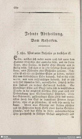 Zehnte Abtheilung. Vom Roheisen