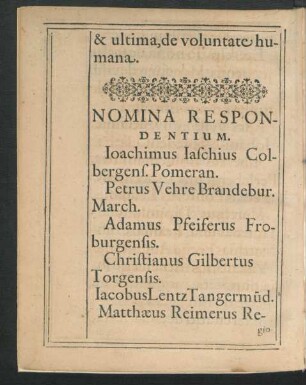 Nomina Respondentium.