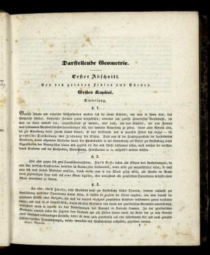 Darstellende Geometrie. Erster Abschnitt. Von den geraden Linien und Ebenen.