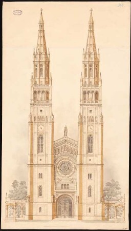 Romanische (evangelische) Kirche Schinkelwettbewerb 1856: Vorentwurf, Ansicht