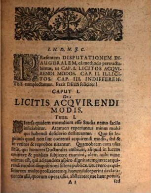 Disp. inaug. iur. de modis acquirendi, utpote licitis, illictis ac indifferentibus
