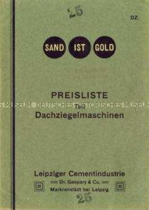 Sand ist Gold / Preisliste / Teil Dachziegelmaschinen