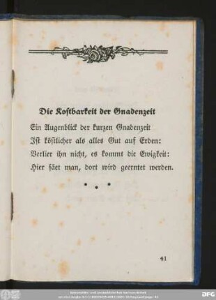 Die Kostbarkeit der Gnadenzeit