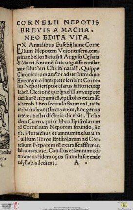 Cornelii nepotis brevis a machaneo edita vita