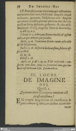 III. Locus. De Imagine Dei