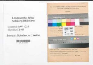 Entnazifizierung Walter Von Bronsart-Schellendorf , geb. 23.09.1873 (Oberst)