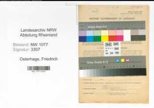 Entnazifizierung Friedrich Osterhage , geb. 11.08.1896 (Polizist)