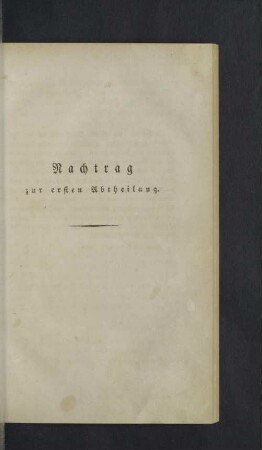 Nachtrag zur ersten Abtheilung.