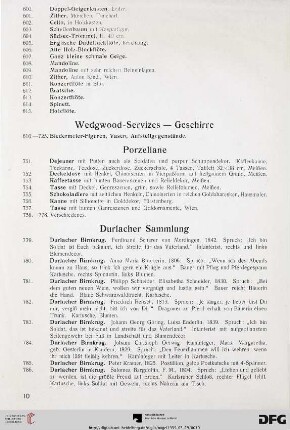 Wedgwood-Servizes – Geschirre (Nr. 616-725)