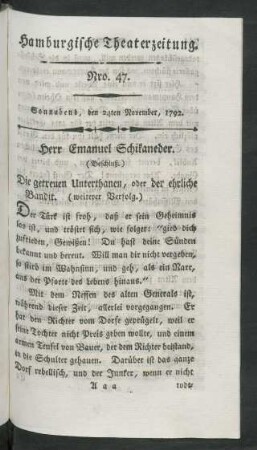 Nro. 47. Sonnabend, den 24sten November, 1792