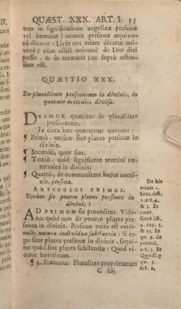 Quaestio XXX. De pluralitate personarum in divinis, in quatuor articulos divisa.