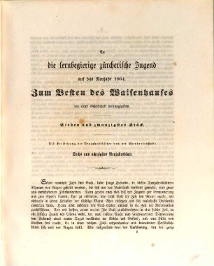 Neujahrsblatt auf das Jahr ... zum Besten des Waisenhauses in Zürich, 27. 1864