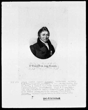 Daniel August Bartels (1778-1838), 1821-1828 Professor der Medizin in Marburg