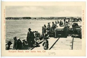 Newport Beach near Santa Ana, California. Bau der Pacific Electric Railway nach Los Angeles (1963 demontiert)
