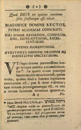 Oratio inauguralis, De paterno doctoris academici erga auditores suos adfectu ... : accedit programma invitatorium