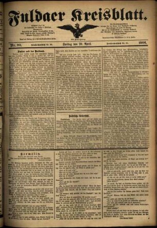 Ausgabe vom Freitag, den 20. April 1906.