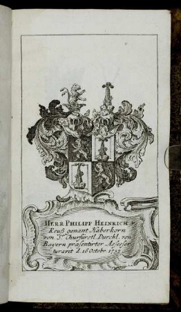 Herr Philipp Heinrich Reuß genant Haberkorn[...] - Herr Ioh. Wilh. Riedesel[...]