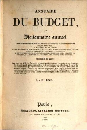 1e des dépenses générales de l'état et des dépenses particulières dans chaque ministère ..., 1