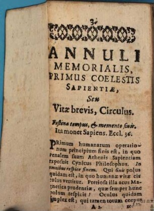 Annulus memorialis coelestis sapientiae