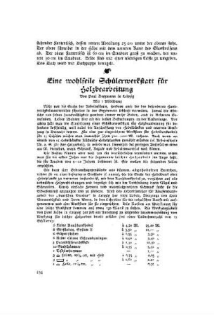 Eine wohlfeile Schülerwerkstatt für Holzbearbeitung