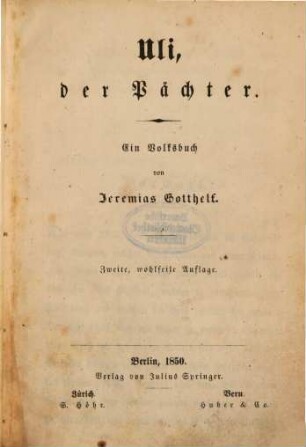 Uli, der Knecht : ein Volksbuch ; Bearbeitung des Verfassers für das deutsche Volk, 2