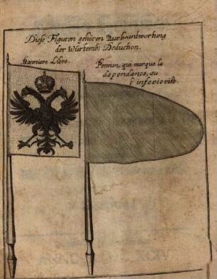 Wechselschriften vom Reichs Bannier : in sich haltend einen Beweiß vom Unterschied zwischen demselben und der Würtembergischen Sturm-Fahne ... dann ferner die Hochfürstlich Würtemberische Deduction ; mit Kupfern