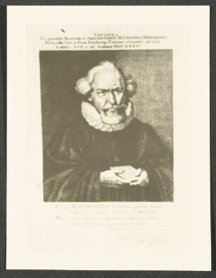 Foto von Stich, Portrait des Mag. Johannes Hartmann, 1605 Pfarrer in Rinderfeld, 1617-1634 Diaconus an St. Jakob in Rothenburg o.d.T