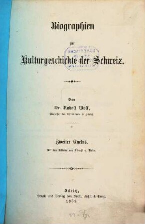 Biographien zur Kulturgeschichte der Schweiz. 2