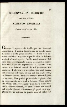 Osservazioni Mediche del 1830
