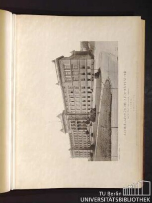 Architektonische Studienblätter. Serie III, No. 21. Gerichtsgebäude. Hauptfront. Cassel.