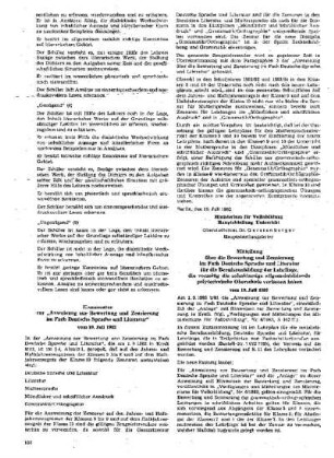 Kommentar zur "Anweisung zur Bewertung und Zensierung im Fach Deutsche Sprache und Literatur" : vom 19. Juli 1982