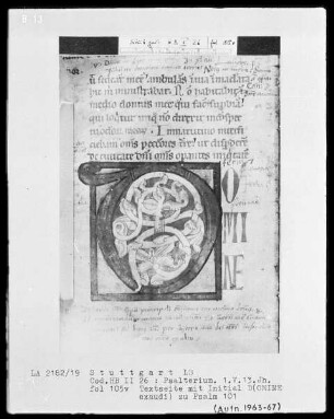 Psalterium — Initiale D (omine exaudi), Folio 105verso