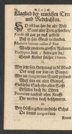 Klaglied der teutschen Treu und Redlichkeit.