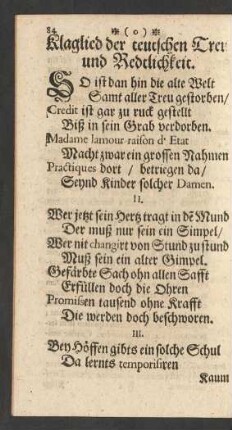Klaglied der teutschen Treu und Redlichkeit.