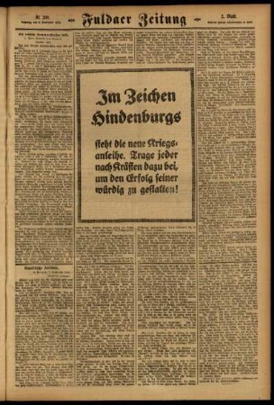 Zweite Ausgabe vom Samstag, den 09. September 1916.