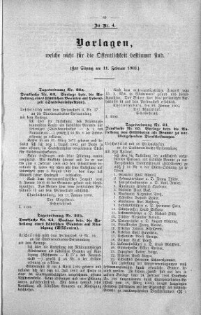 Vorlagen welche nicht für die Oeffentlichkeit bestimmt sind., 11. Februar 1903